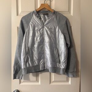Tommy Bahama Gray Quilted Bomber Jacket‎ Full Zip Size Medium